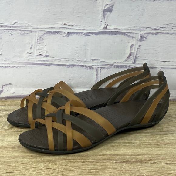 Crocs Isabella Brown Strappy Jelly Sandals Women's Size 10 Comfort Slip On Flats - Picture 3 of 8